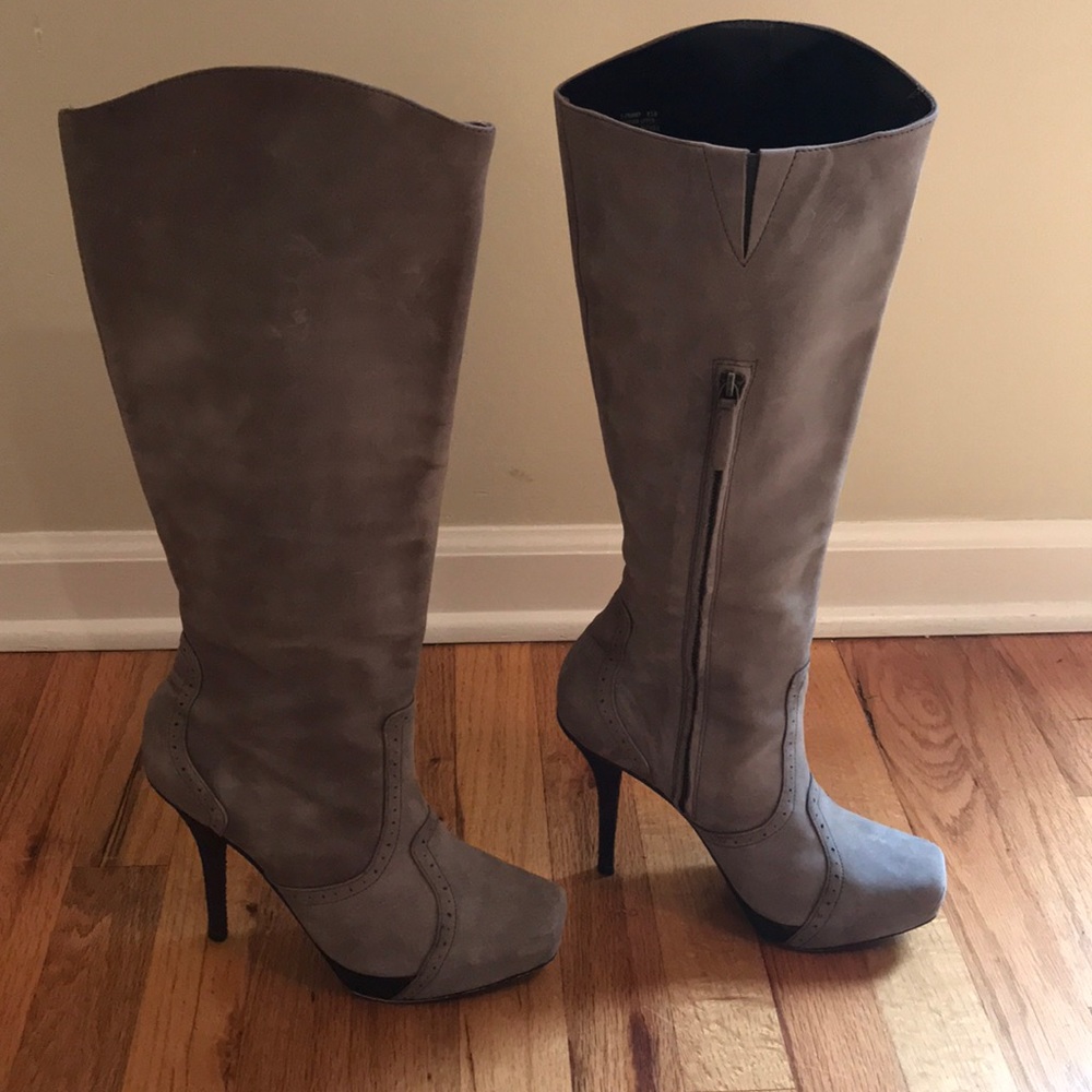 Elizabeth & James Dark Taupe Leather Boots, 8.5B